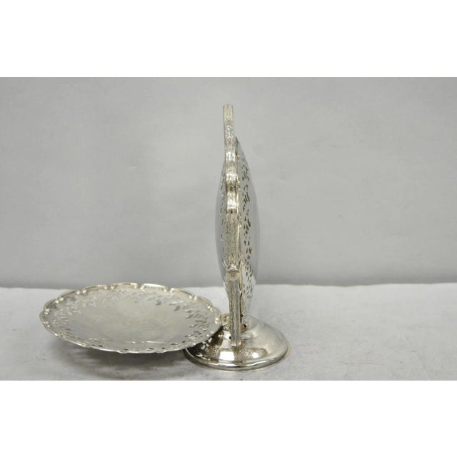 Mid 20th Century Vintage Queen Anne Style Silver Plated 3 Tiered Folding Cake Dessert Stand Tray For Sale - Image 5 of 18