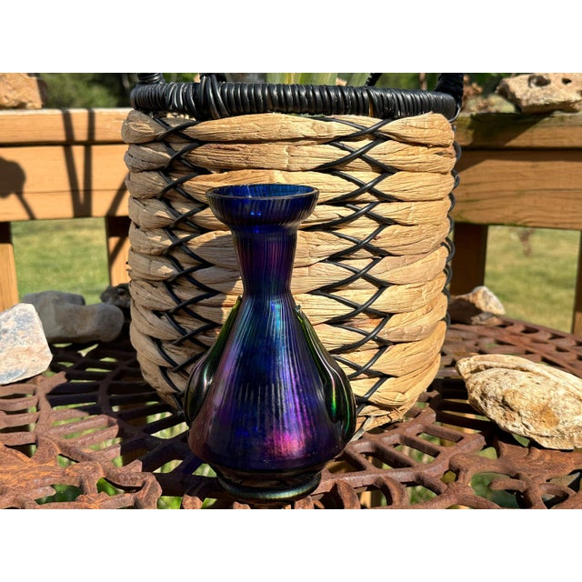 Rindskopf Papillon Iridescent Art Glass Vase: Applied Handles, c. 1905 For Sale - Image 10 of 10