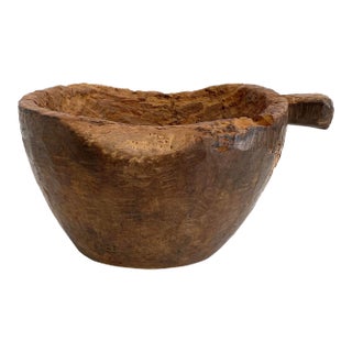Antique Teak Hand-Sculpted Bowl For Sale