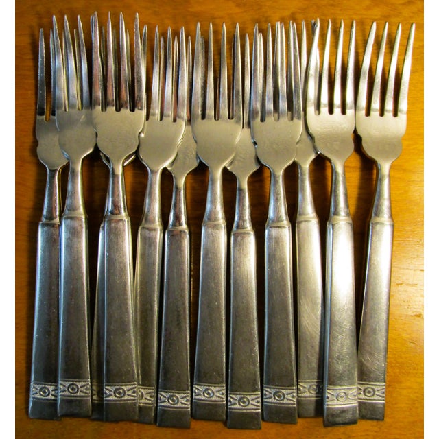 Vintage Stainless Steel Flatware Set Xo Design 108 Piece 12 Place Setting For Sale - Image 9 of 12