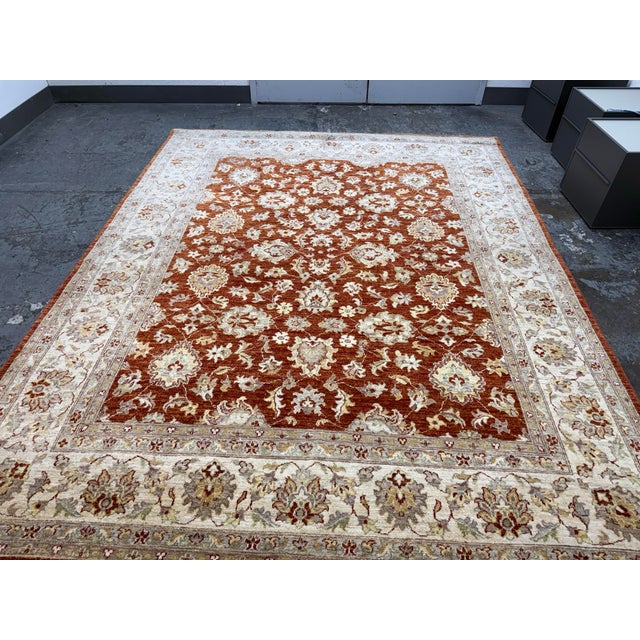 Textile 7ft 11in × 9ft 11 in Pak-Veg Hand-Knotted Floral Wool Area Rug For Sale - Image 7 of 12