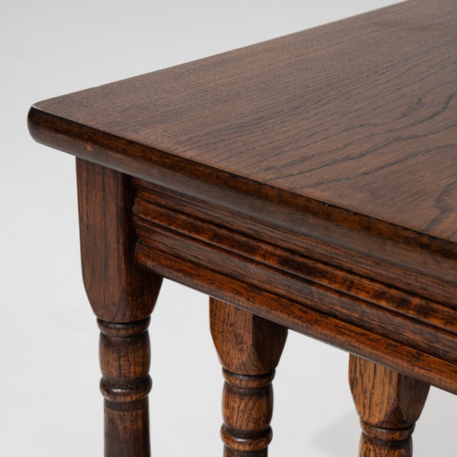 Mid-Century Modern Set of 3 French Oak Nesting Tables, Circa 1970 For Sale - Image 3 of 14