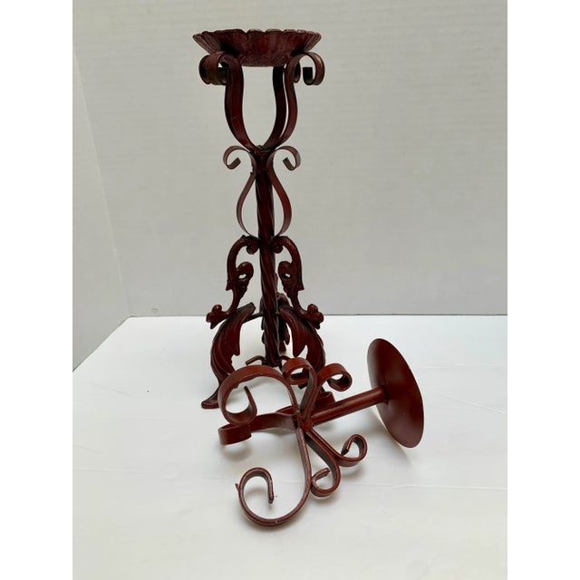 1970s Set of Two Vintage Iron Candle Holders For Sale - Image 5 of 5