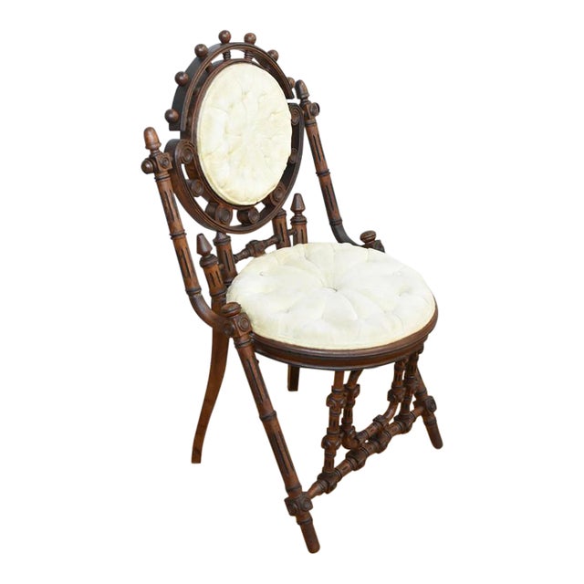 George Hunzinger Chair Late 19th Century Hunzinger Walnut Side Chair, Outstanding Museum Quality For Sale