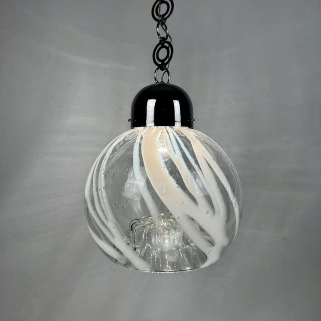 Mid-Century Modern Murano Globe Pendant Lamp attributed to Toni Zuccheri for Mazzega, Italy, 1970s, in Very Good...