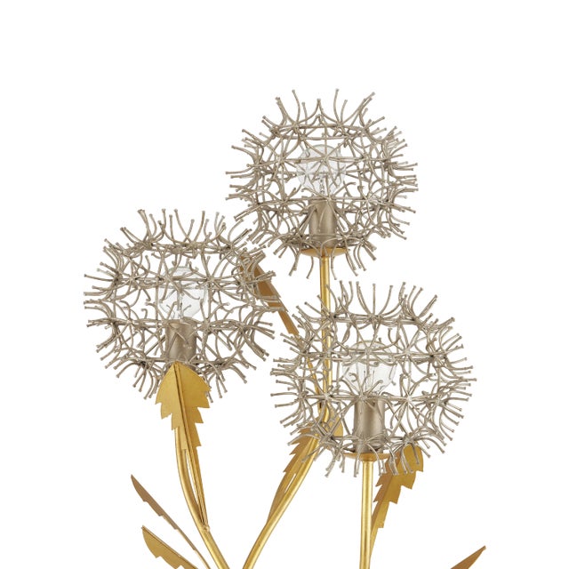 Transitional Currey & Company Dandelion Silver & Gold Floor Lamp For Sale - Image 3 of 6