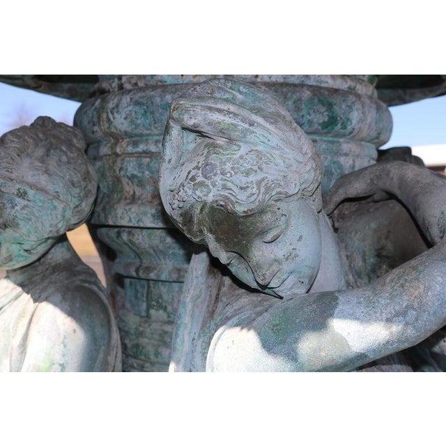 Monumental Classical Greco-Roman Bronze Garden Fountain Life-Sized Females 20th Century For Sale - Image 9 of 18