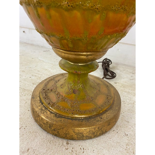 Metal Mid-Century Modern Lava Drip Glaze Lamps, Orange and Green For Sale - Image 7 of 10