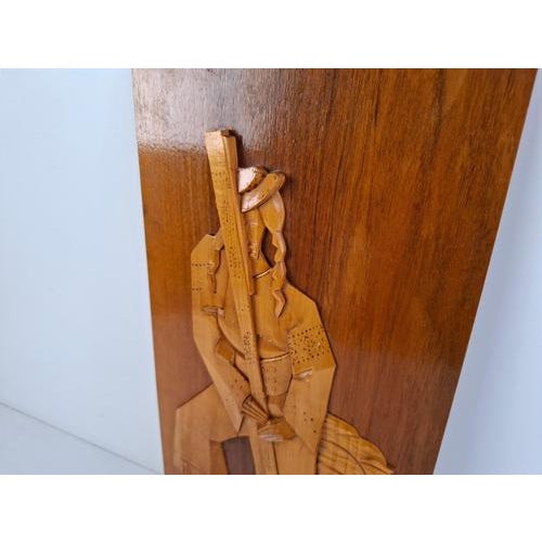 Mid-Century Czech Hand-Carved Wooden Shepherd Wall Relief, 1960 For Sale - Image 6 of 15