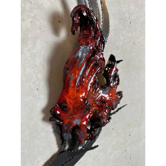 Brown Vintage Ceramic Wall Decoration For Sale - Image 8 of 10