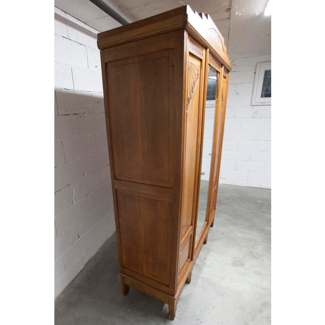 Wood Flemish Art Deco Carved Oak Wardrobe, 1930 For Sale - Image 7 of 18