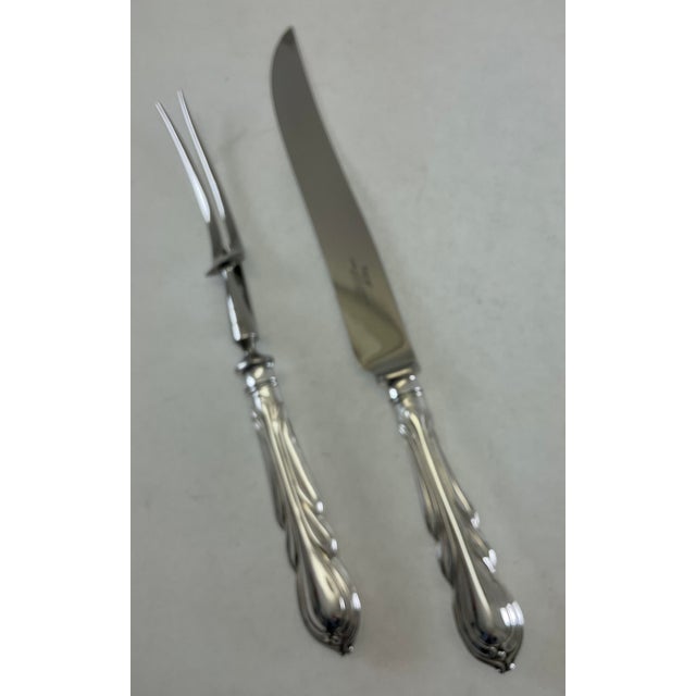 James Dixon & Sons 1980s Silver Pair Carving Set, Carving Fork & Carving Knife, Lily. For Sale - Image 4 of 9