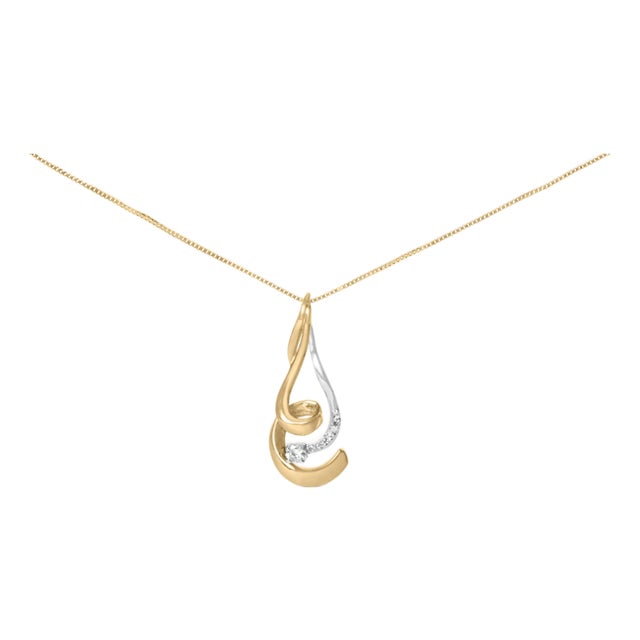 Espira 10K Two-Tone Gold 1/10 cttw Round Cut Diamond Swirl Pendant Necklace (I-J, I2-I3) For Sale