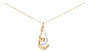 Espira 10K Two-Tone Gold 1/10 cttw Round Cut Diamond Swirl Pendant Necklace (I-J, I2-I3)