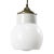 Vintage Industrial White Porcelain Opaline Glass Brass Pendant Light For Sale