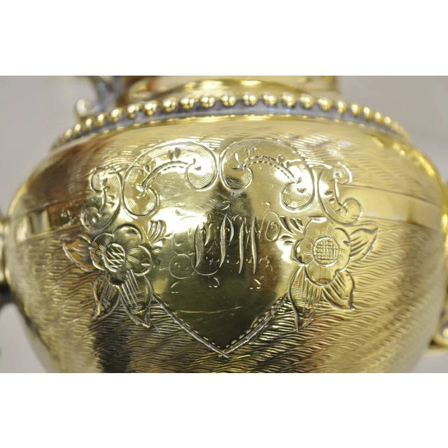 Mid 20th Century Mid 20th Century Meriden Victorian Gold Plated Ornate Tea Set With "Ppw" Monogram - 5 Pieces For Sale - Image 5 of 12