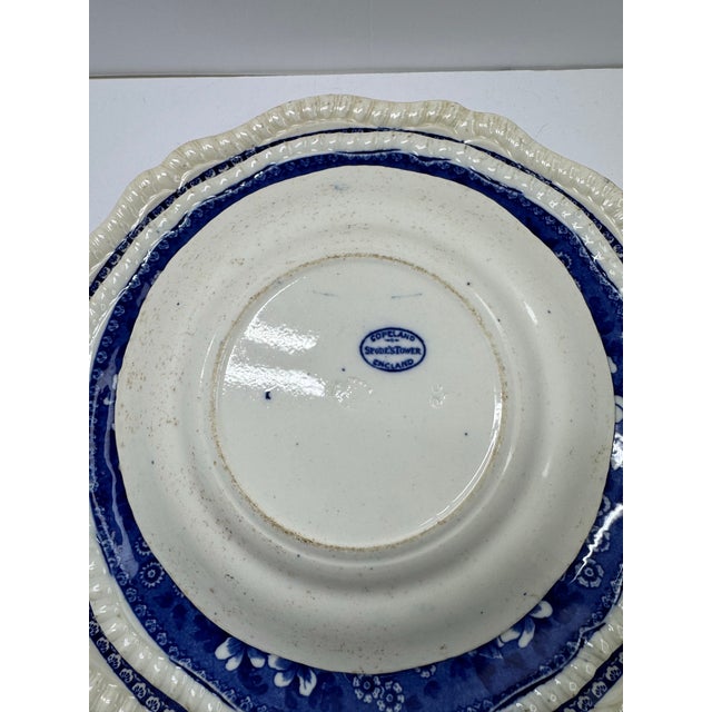 An exceptional graduated set of three antique English transferware plates. Two plates in this set retain their pristine,...