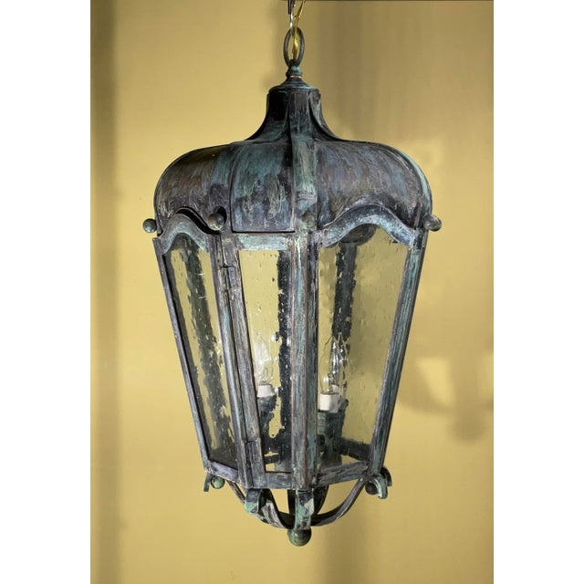 Large Handcrafted Solid Brass Hanging Lantern For Sale - Image 10 of 12