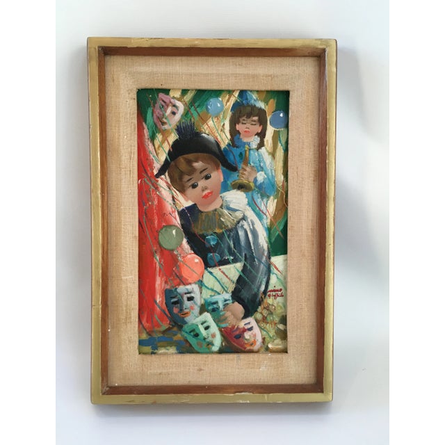 Paint Original Vintage French Child Portrait, 1961 For Sale - Image 7 of 8