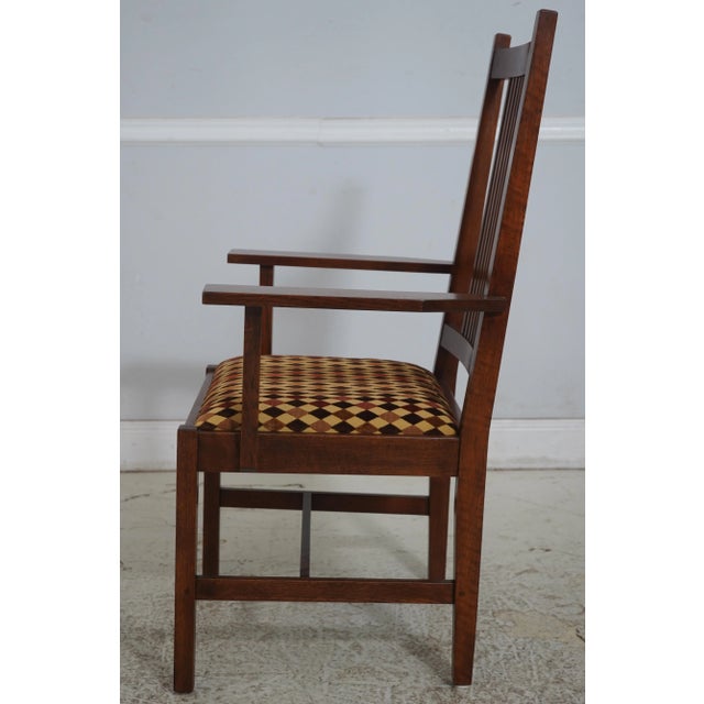 Mission Set of 6 Stickley Mission Oak Dining Room Chairs For Sale - Image 3 of 18