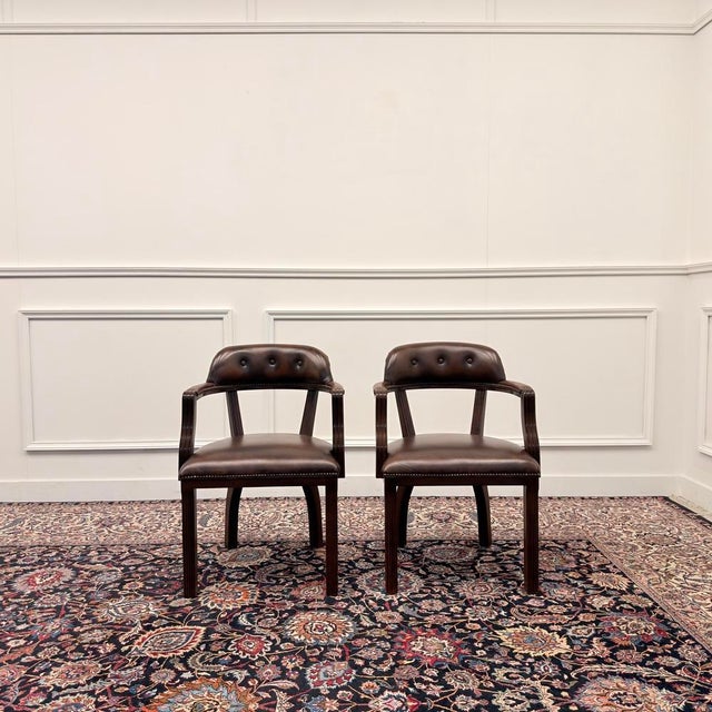 About this Set of English Chesterfield Desk Chairs Classic and Elegant | Antique office chairs in English, Classic and...