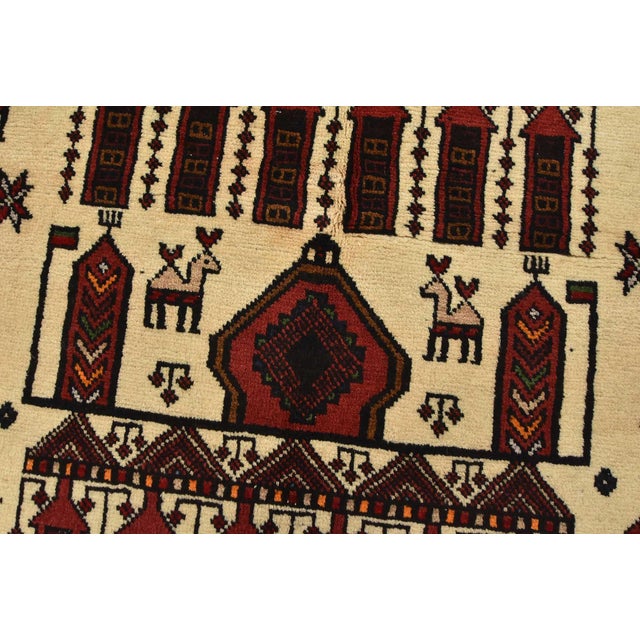 Textile Baloch Rug 3’9” X 5’8” Ivory Wool Vintage Tribal Hand-Knotted Oriental Carpet For Sale - Image 7 of 13