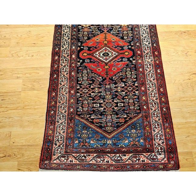 Vintage Persian Malayer Long Runner, Herati Geometric Pattern, Handwoven Wool, Navy & Red, 3’ X 20’ For Sale - Image 12 of 12