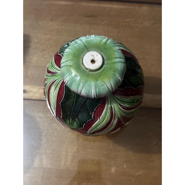 Small Art Nouveau Majolica Lampshade with Raised Floral Decoration, 1890s For Sale - Image 10 of 18