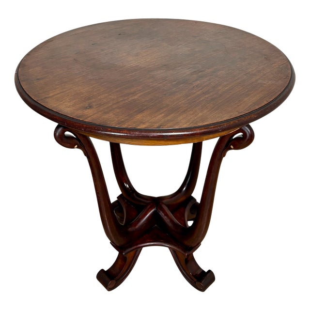 Art Nouveau Oak Pedestal Side Table, 1920 For Sale