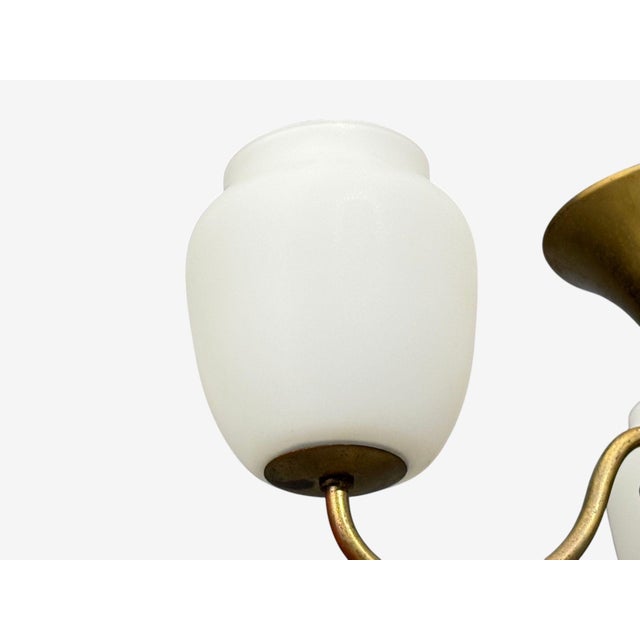 1940s Danish Modern, Pendant Light, Brass, Glass For Sale - Image 9 of 12