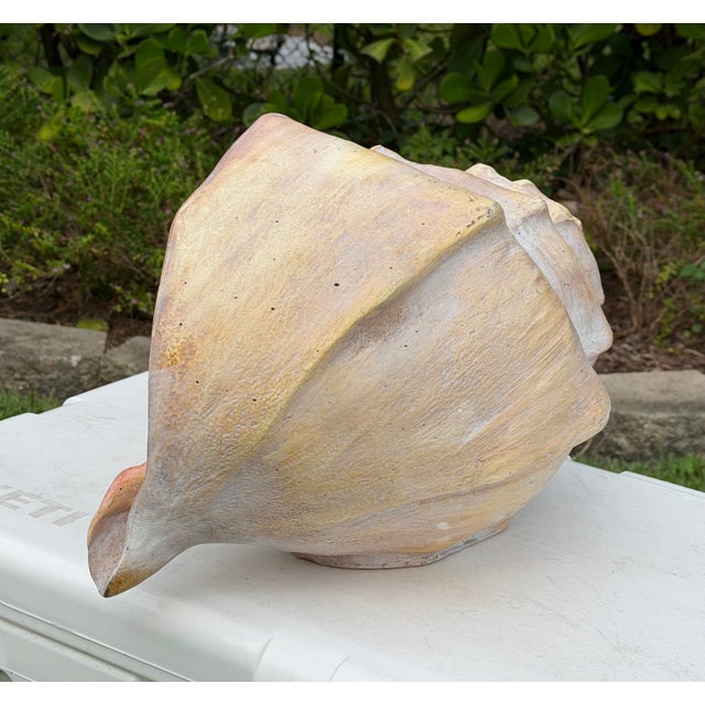 Vintage Oversized Hand-Painted Oversized Conch Shell Sculpture For Sale - Image 4 of 12