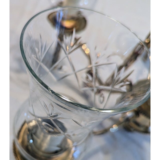 Vintage Brass Bouillotte Chandelier 5-Light Etched Glass Globes For Sale - Image 13 of 15