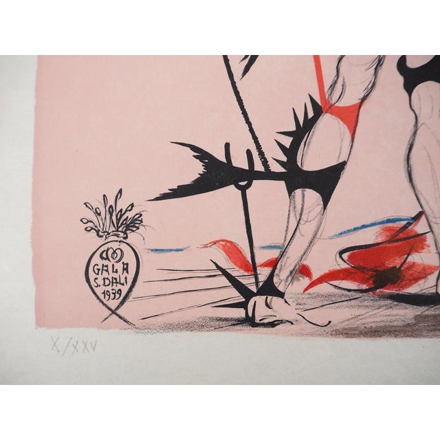 Salvador Dali, Costumes for Tristan Fou, Flower Women, Original Signed Lithograph For Sale - Image 10 of 11