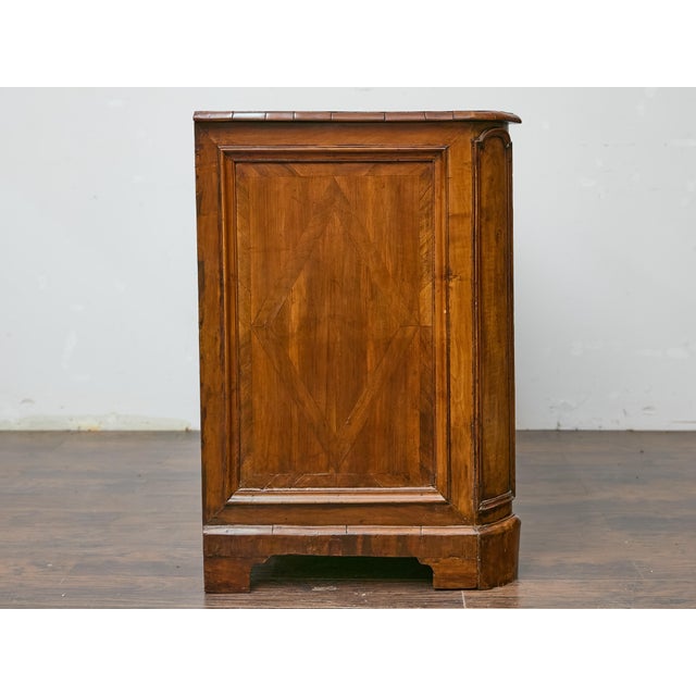 19th Century English Mahogany Serpentine Chest with Inlay and Ornate Pulls For Sale - Image 10 of 12