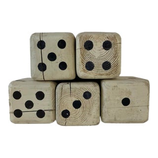 1960s Vintage Oversized Wooden Dice- Set of 6 For Sale