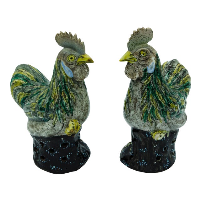 Chinese Porcelain Chickens - A Pair For Sale