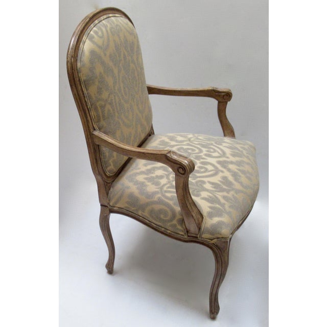 English C.1980's French Louis XV-Style Fauteuil Arm Chair in "To the Trade," Pierre Frey Textile For Sale - Image 3 of 13