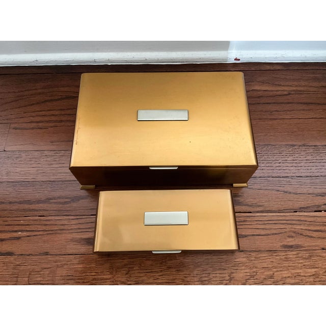 Art Deco 1940s Vintage Silver Crest Smith Metal Arts Co. Bronze Art Deco Executive Desk Set - 15 Pieces For Sale - Image 3 of 13