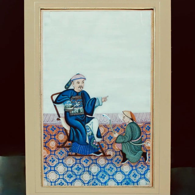 Trio of Fine Chinese Export Paintings on Mulberry Pith Paper, 19th Century For Sale - Image 9 of 13