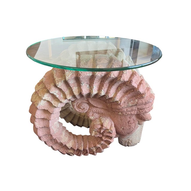 We have for your consideration a very gorgeous and impressive vintage large rams head center end table. Table consists of...