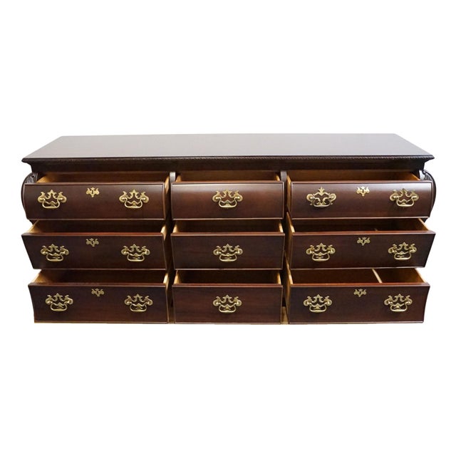 Late 20th Century Century Furniture Claridge Collection Solid Mahogany Traditional Style 76" Bombe Triple Dresser For Sale - Image 5 of 12