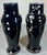 Two black amethyst vases with silver decor of bird and branch, mirror images, marked Czechoslovakia.