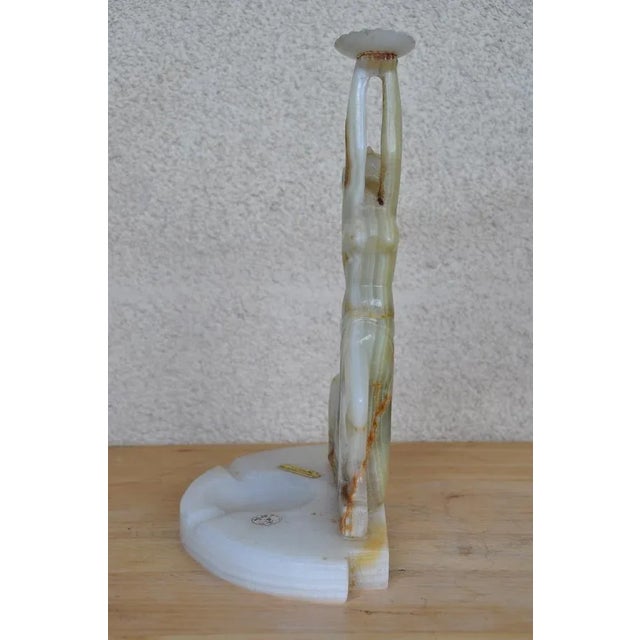 Late 20th Century Unique Art Deco Style Onyx Sculpture Which May Be Used as a Candle Holder or Ashtray For Sale - Image 5 of 13