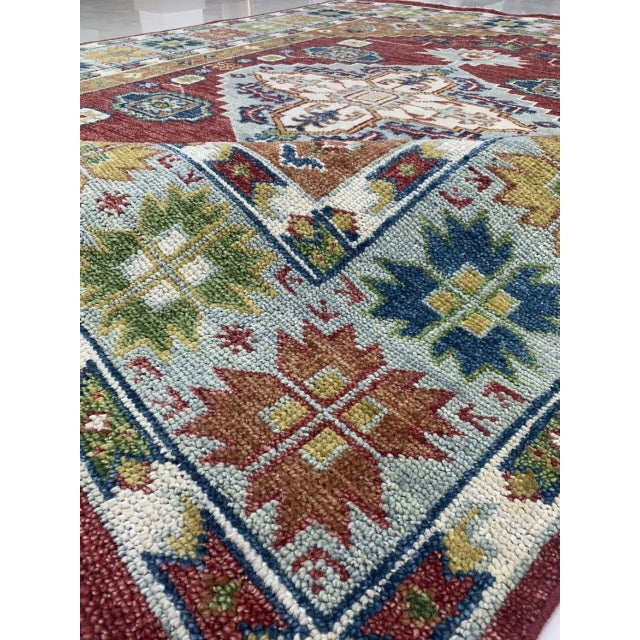 Contemporary 10x14 Sophie Chic Red Traditional Tribal Geometric Hand Knotted Wool Carpet Rug For Sale - Image 3 of 5