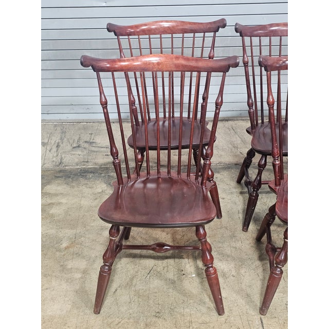 Late 20th Century Set of 6 Nichols & Stone (Stickley) Cherry Fan Back Windsor Chairs For Sale - Image 11 of 12