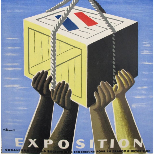 1940s 1949 Original French Exhibition Poster - Pour L'équipement De l'Union Française - Villemot For Sale - Image 5 of 6