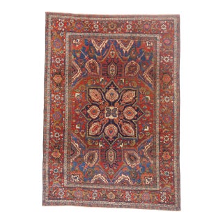 Vintage Persian Heriz Rug, 07'03 X 10'02 For Sale