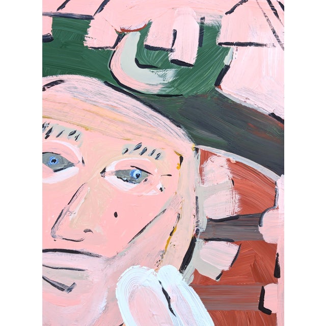 Matthew Reeves "Just a Rabbit" Contemporary Pink, Green, & Yellow Figurative Portrait Painting, 2025 For Sale - Image 4 of 9