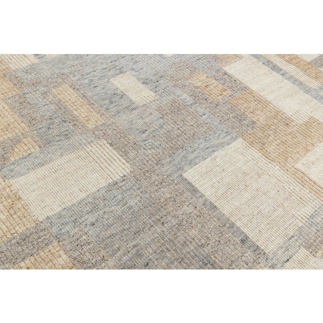 Textile Modern Moroccan Style Wool Rug Handwoven Abstract in Neutral Earth Tones For Sale - Image 7 of 11