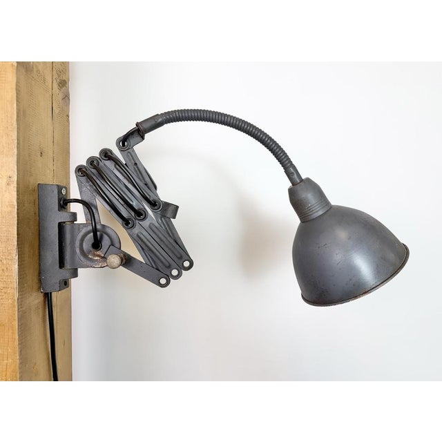 Grey Industrial Gooseneck Scissor Wall Lamp from Elektroinstala, 1960s For Sale - Image 16 of 18